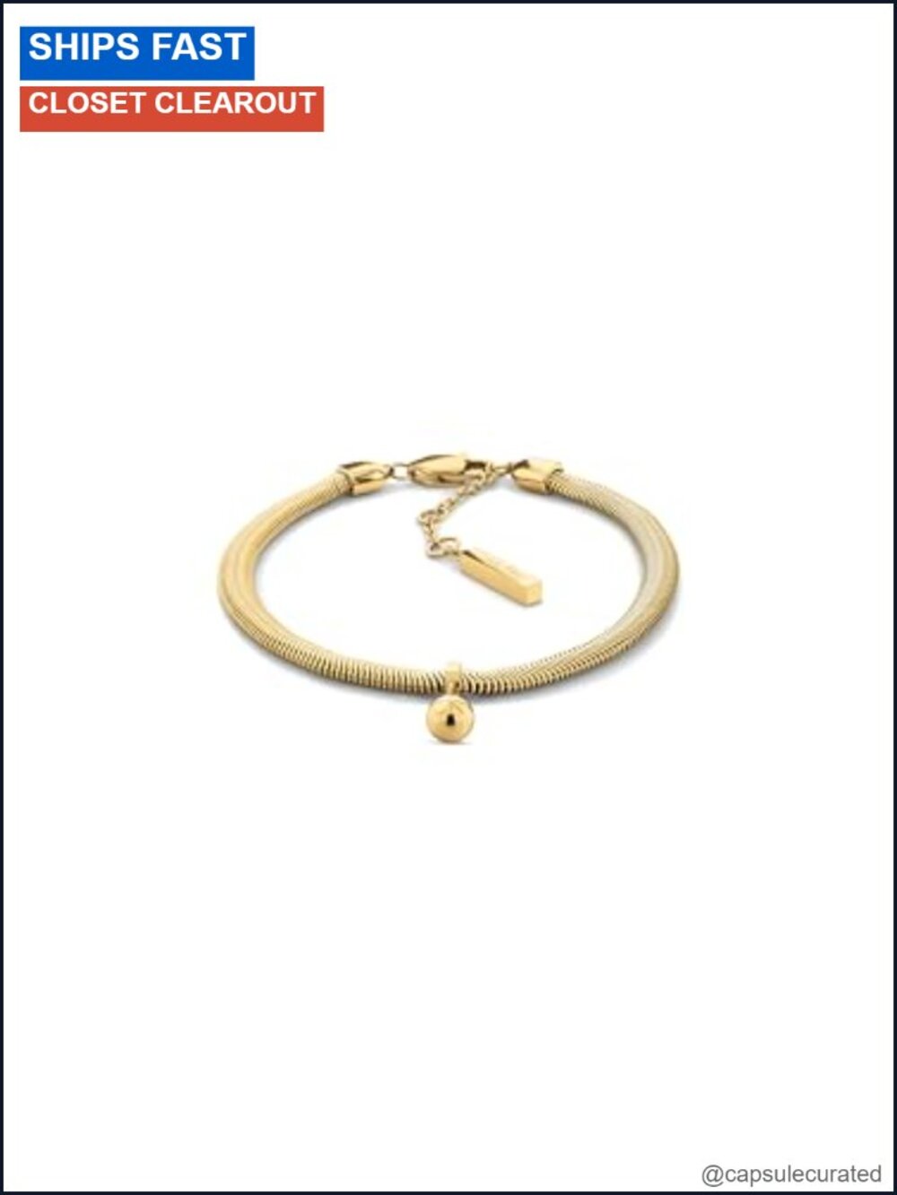 Layered Chain Bracelet Gold Plated Stainless Steel Lobster Claw